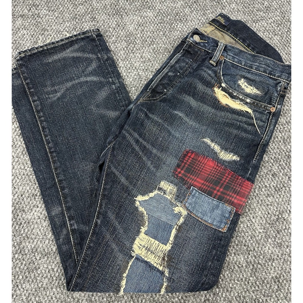 Polo Ralph Lauren Men's 32x32 Varick Slim Straight Patchwork Denim Jeans - Great